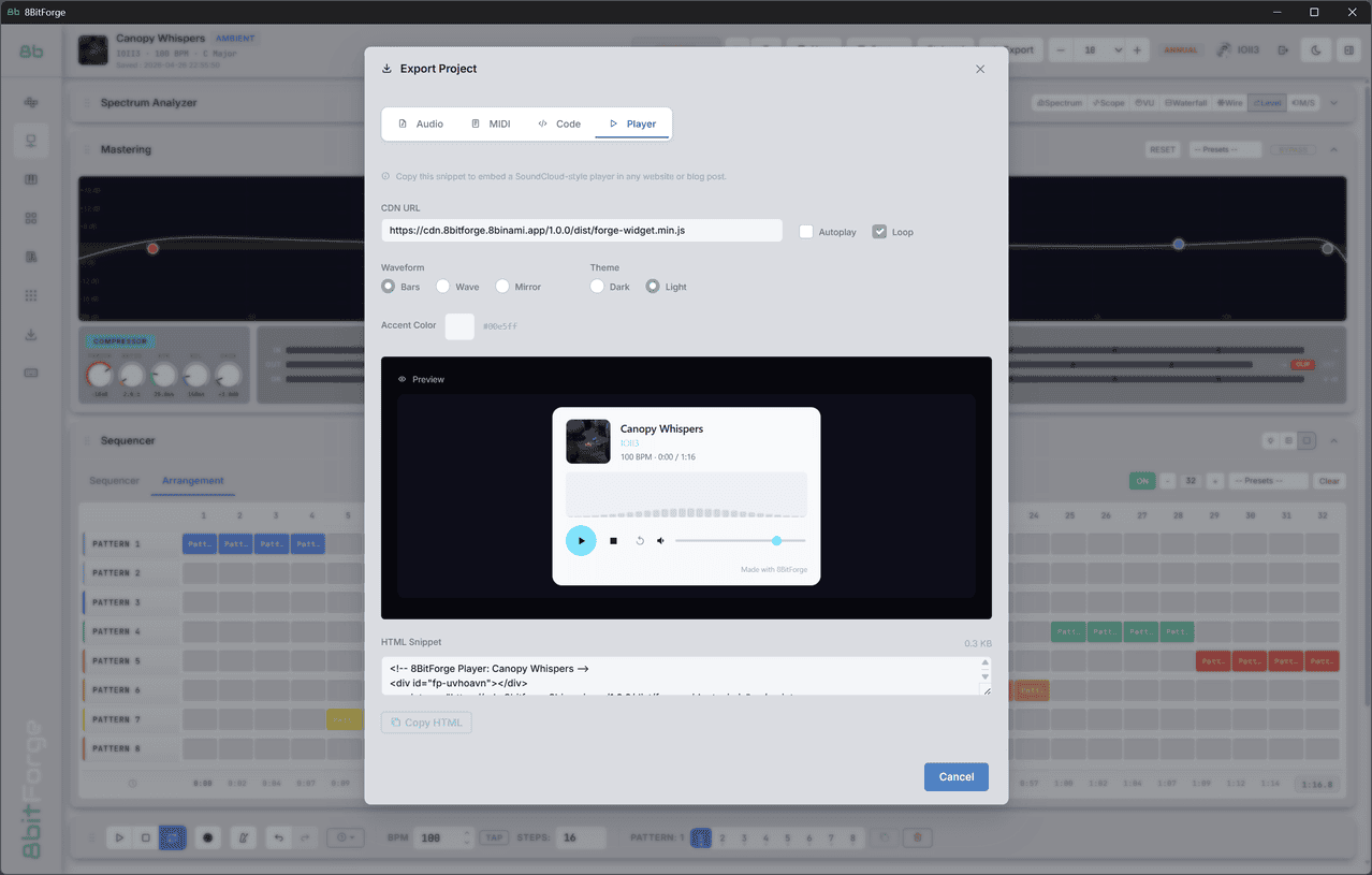 8BitForge Embeddable Player Widget